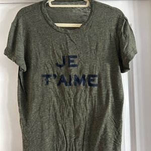 Zadig & Voltaire Olive T-Shirt with Blue Print